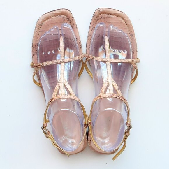 Prada Snakeskin Sandals Designer Summer Flats Casual Thong Sandals Flip Flops - Picture 2 of 16